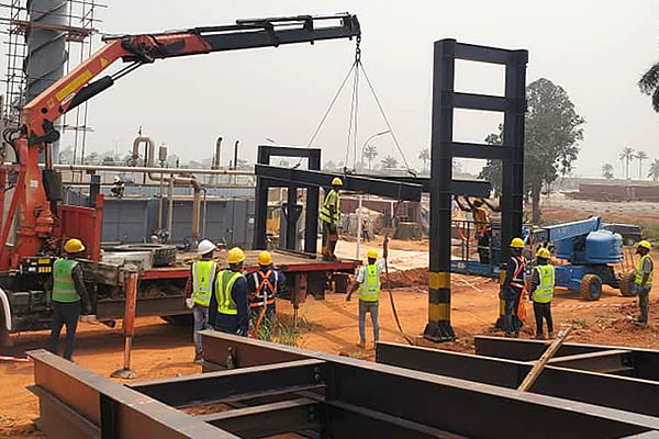 Structural steel framework installation