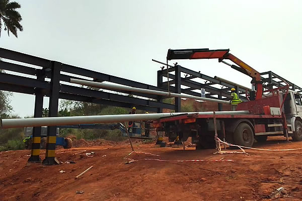 Structural steel installation for industrial infrastructure